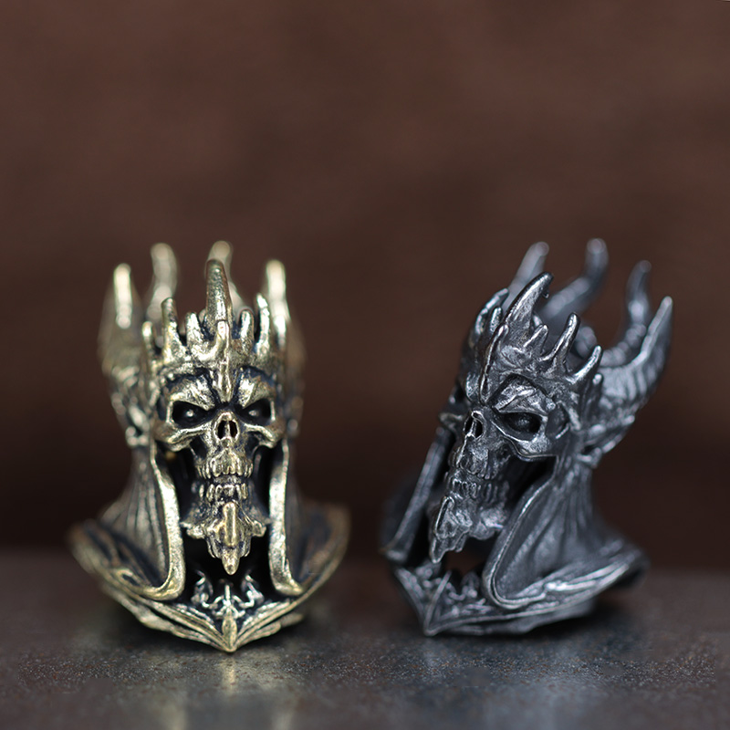 Paracord Survival Bracelet - Demon King Skull Brass Knife Beads