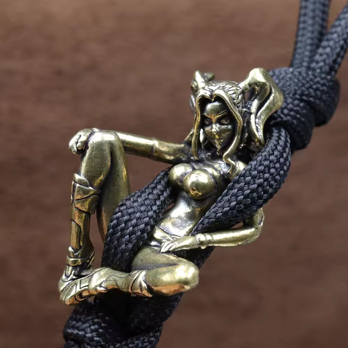 Paracord Survival Bracelet - Beauty Girl Brass Knife Beads DIY