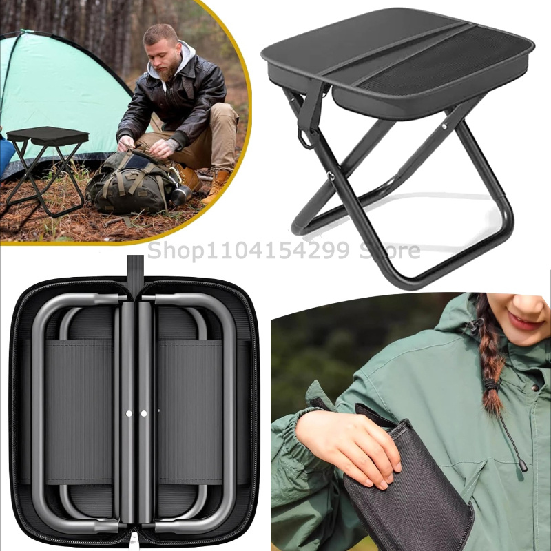 Outdoor Hunting Chair - Portable Folding Stool for Adults, Black