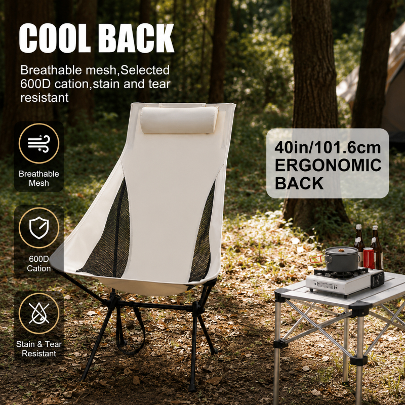 Outdoor Hunting Chair - Portable Folding Camping Chair with Headrest,