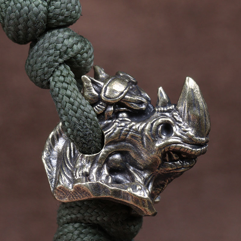 Rhinoceros Head Brass Knife Be - Paracord Survival Bracelet avaliação e preço