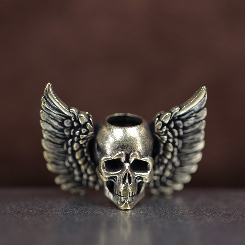 Winged Skull Brass Knife Beads - Paracord Survival Bracelet avaliação e preço