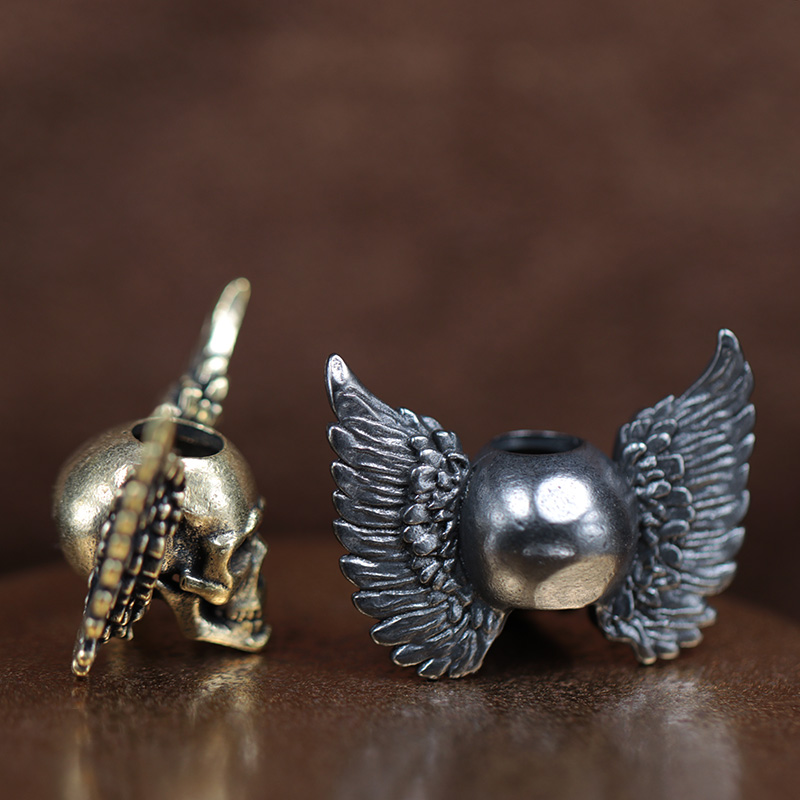 Winged Skull Brass Knife Beads - Paracord Survival Bracelet avaliação e preço