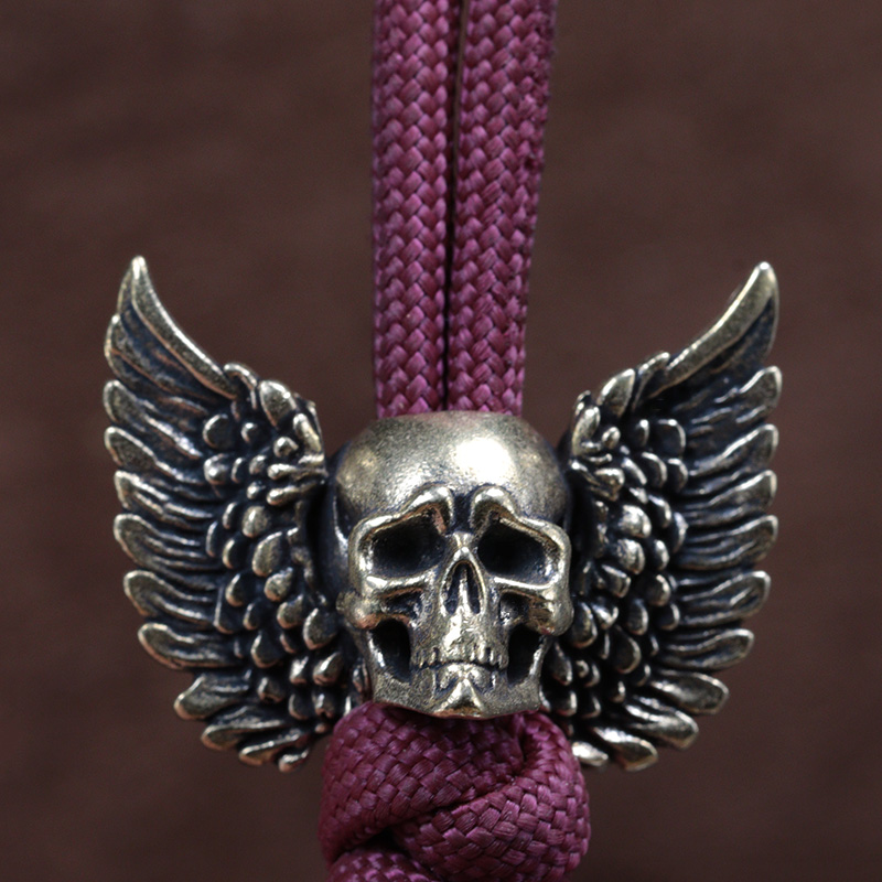 Winged Skull Brass Knife Beads - Paracord Survival Bracelet avaliação e preço