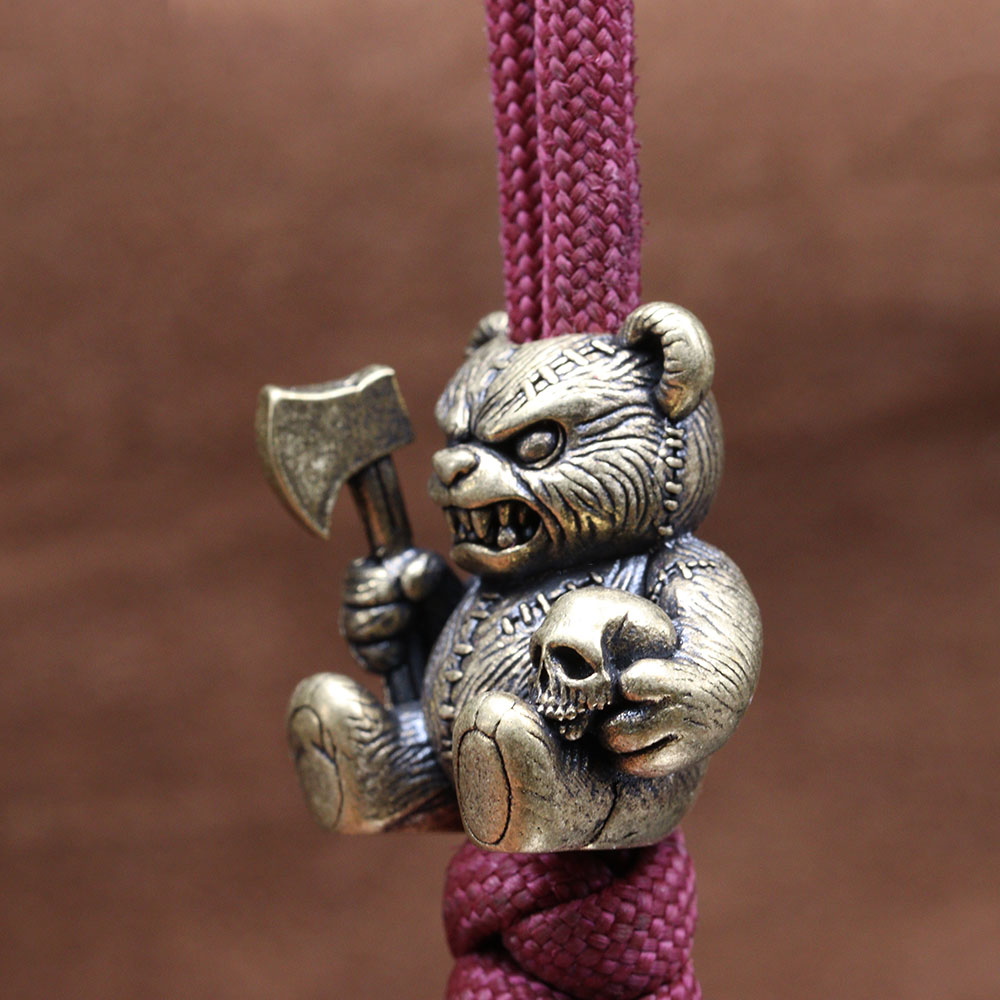 Axe Bear Brass Knife Bead Skul - Paracord Survival Bracelet avaliação e preço