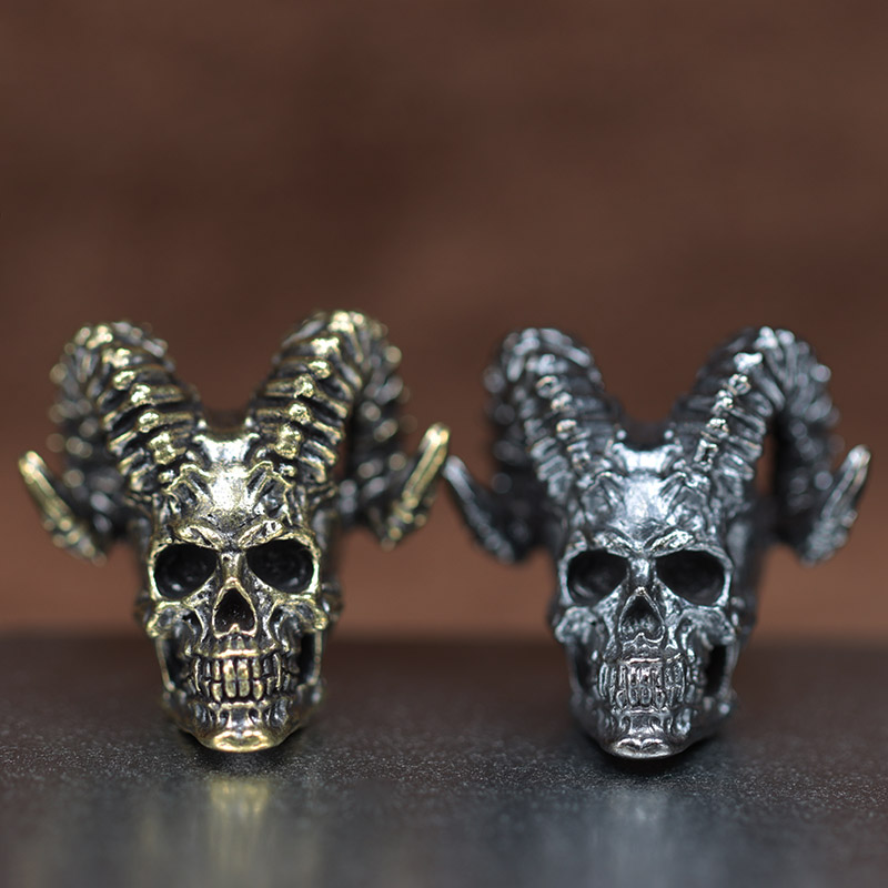 Goat Horn Skull Head Brass Kni - Paracord Survival Bracelet avaliação e preço