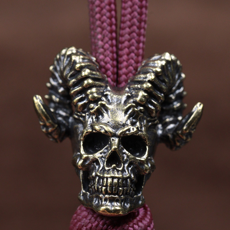 Goat Horn Skull Head Brass Kni - Paracord Survival Bracelet avaliação e preço