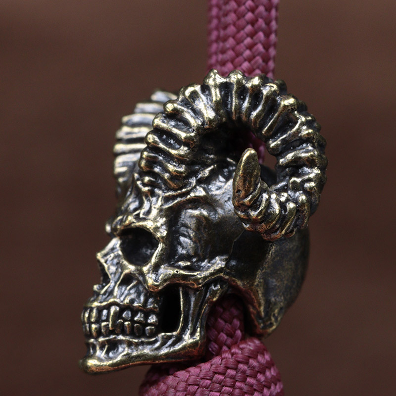 Goat Horn Skull Head Brass Kni - Paracord Survival Bracelet avaliação e preço