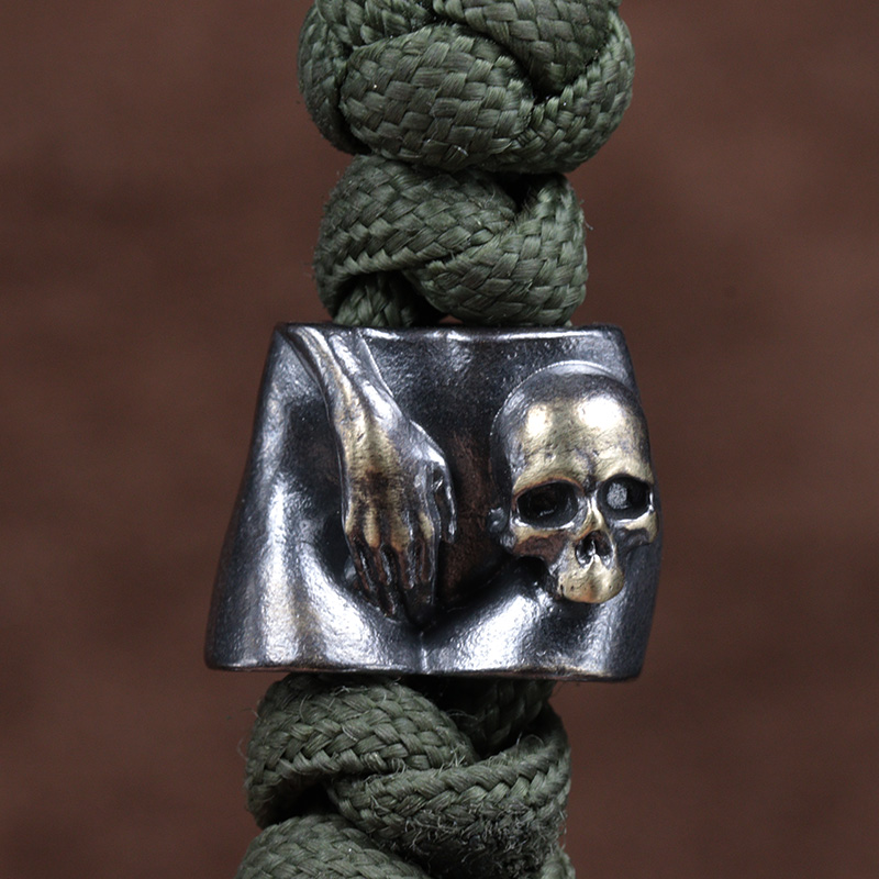 Hand Skull Head Brass Knife Be - Paracord Survival Bracelet avaliação e preço