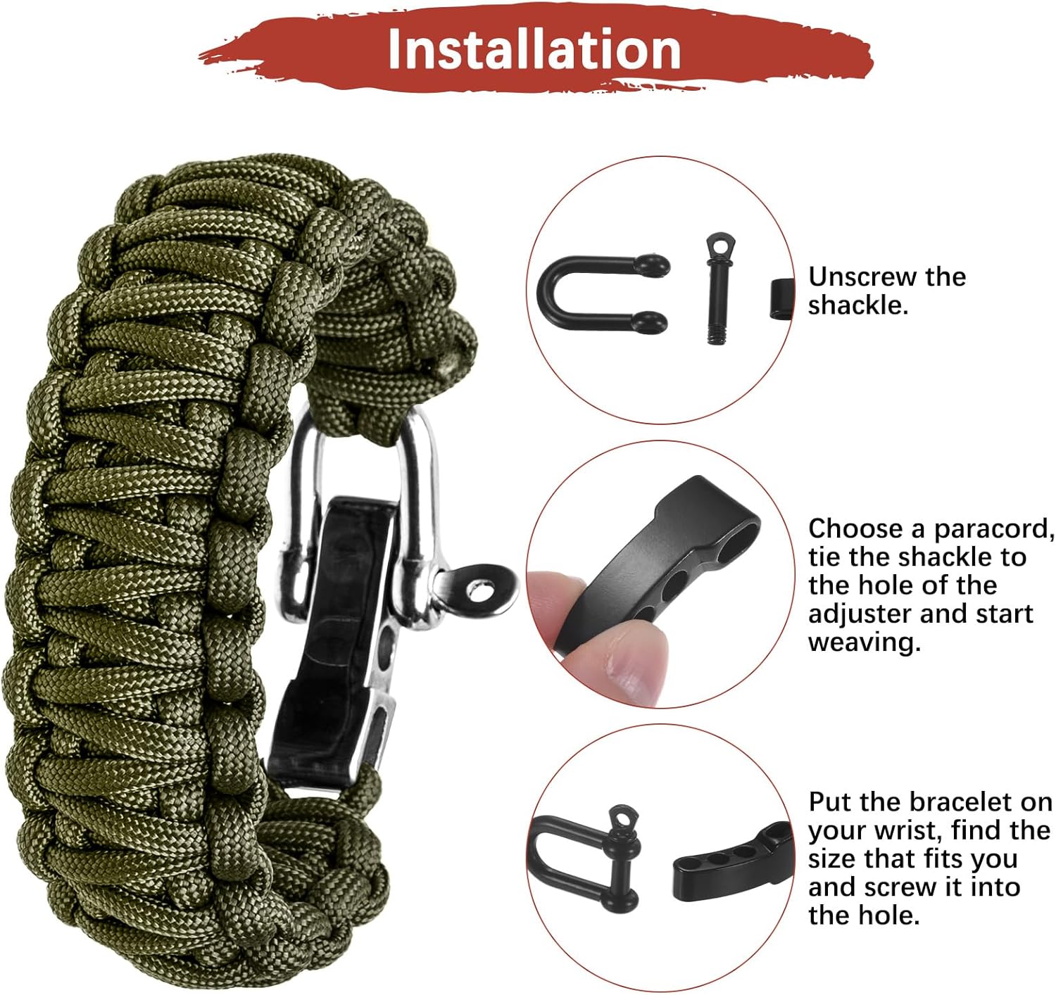 4/10Pcs Paracord Bracelet Buck - Paracord Survival Bracelet avaliação e preço