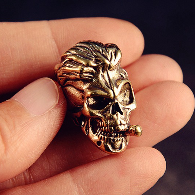 Hip Hop Smoking Skull Brass Kn - Paracord Survival Bracelet avaliação e preço