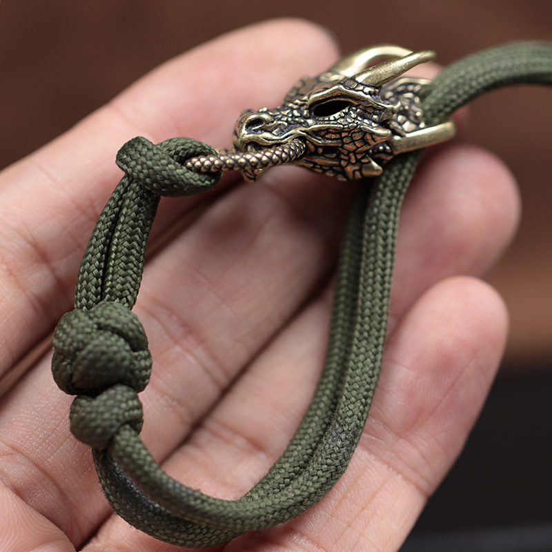 Dragon Head Brass Buckle EDC O - Paracord Survival Bracelet avaliação e preço